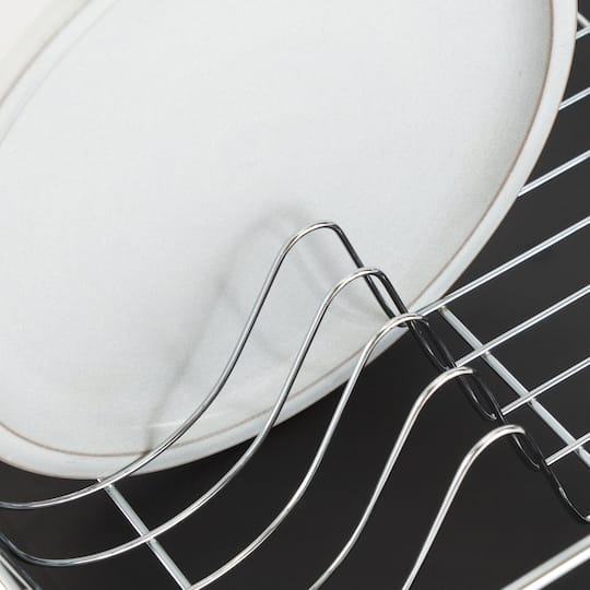 Kitchen Details Black 3-Piece Chrome Dish Rack with Tray
